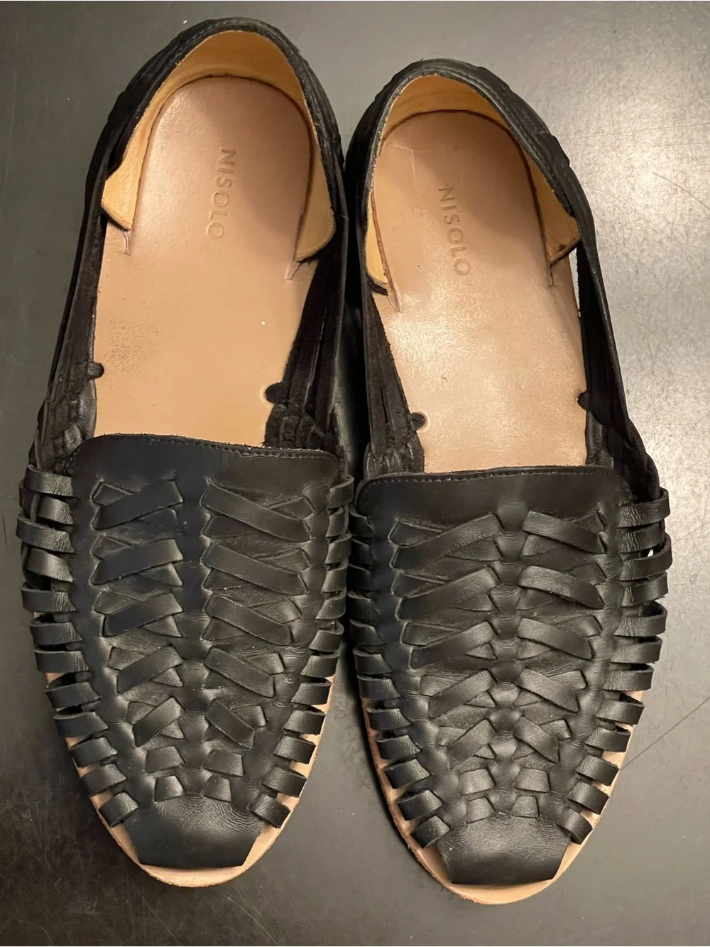 Nisolo Black Woven Leather Huarache Sandal